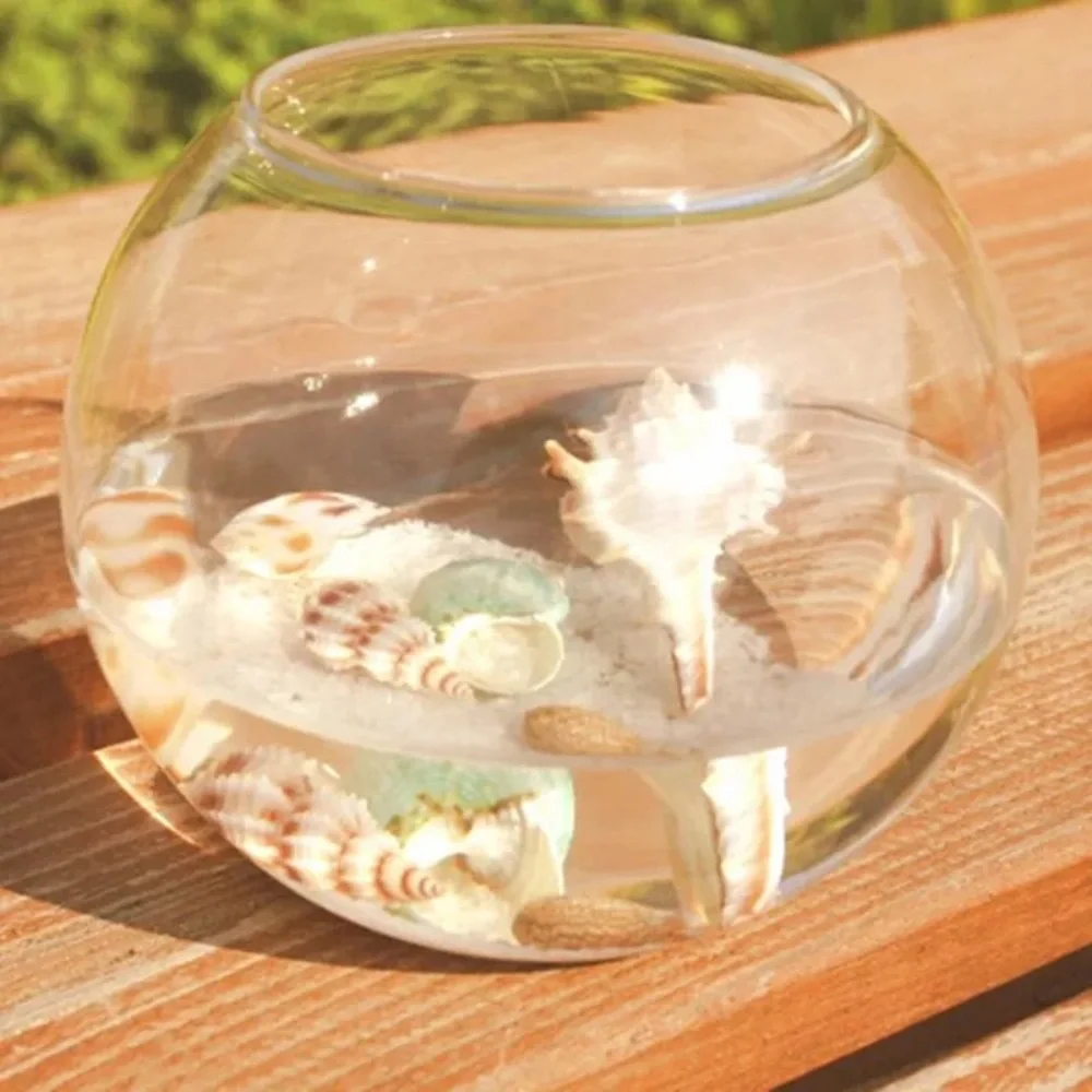 Clear Round Standing Makrame Hanging Bowl Flower Vase Glass Jar Candle Holder